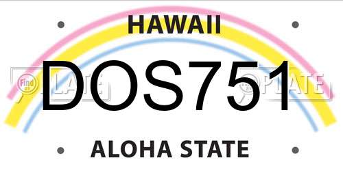 DOS751 Hawaii License Plate
