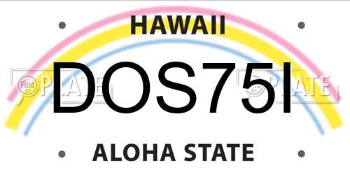 DOS75I Hawaii License Plate