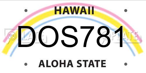 DOS781 Hawaii License Plate