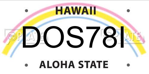 DOS78I Hawaii License Plate
