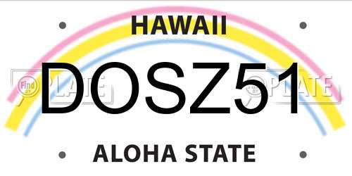 DOSZ51 Hawaii License Plate
