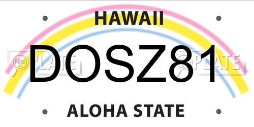 DOSZ81 Hawaii License Plate