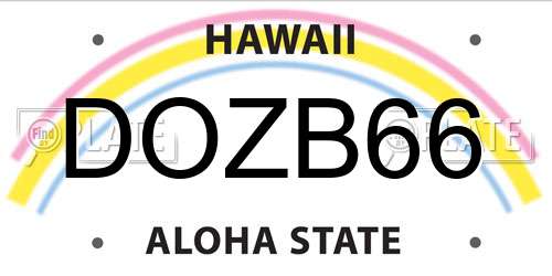 DOZB66 Hawaii License Plate