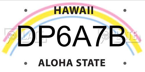 DP6A7B Hawaii License Plate