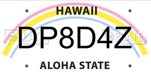 DP8D4Z Hawaii License Plate