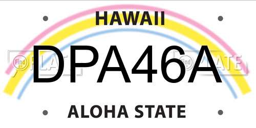 DPA46A Hawaii License Plate