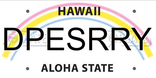 DPESRRY Hawaii License Plate