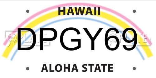 DPGY69 Hawaii License Plate