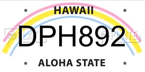 DPH892 Hawaii License Plate