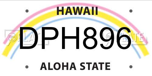 DPH896 Hawaii License Plate