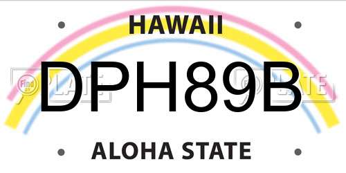 DPH89B Hawaii License Plate