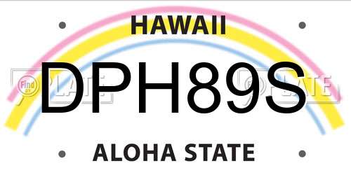 DPH89S Hawaii License Plate
