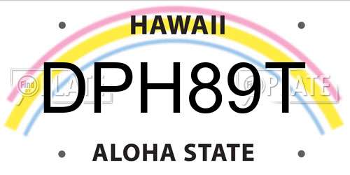 DPH89T Hawaii License Plate