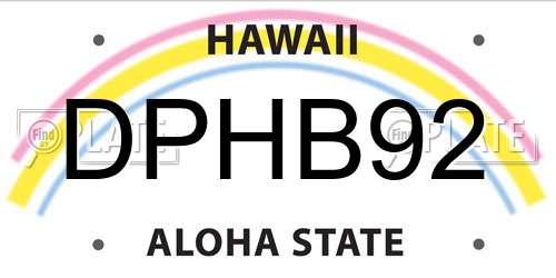 DPHB92 Hawaii License Plate