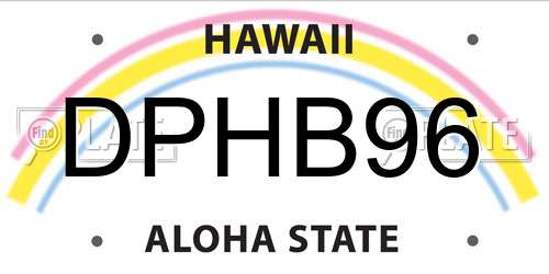 DPHB96 Hawaii License Plate