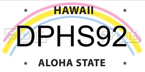 DPHS92 Hawaii License Plate