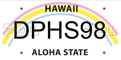 DPHS98 Hawaii License Plate