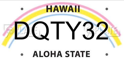 DQTY32 Hawaii License Plate