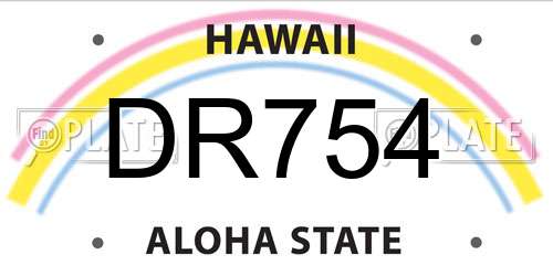 DR754 Hawaii License Plate