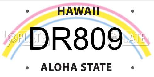 DR809 Hawaii License Plate