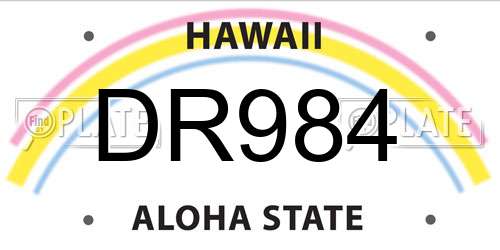 DR984 Hawaii License Plate