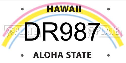 DR987 Hawaii License Plate