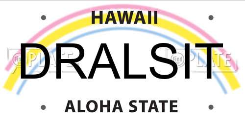 DRALSIT Hawaii License Plate