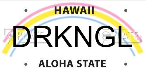 DRKNGL Hawaii License Plate