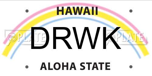 DRWK Hawaii License Plate