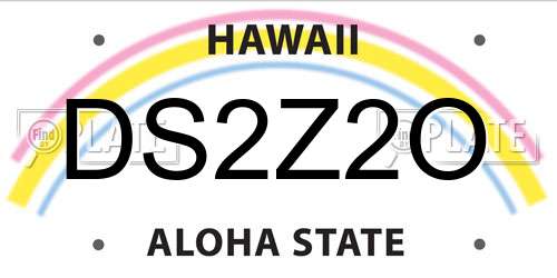 DS2Z2O Hawaii License Plate