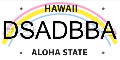 DSADBBA Hawaii License Plate