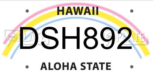 DSH892 Hawaii License Plate