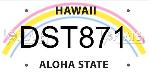 DST871 Hawaii License Plate