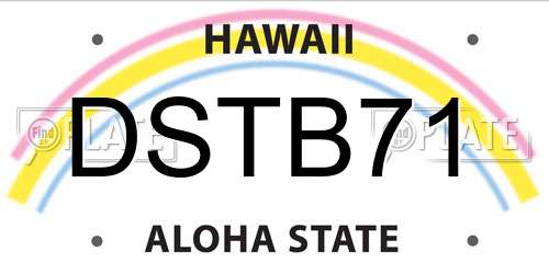 DSTB71 Hawaii License Plate