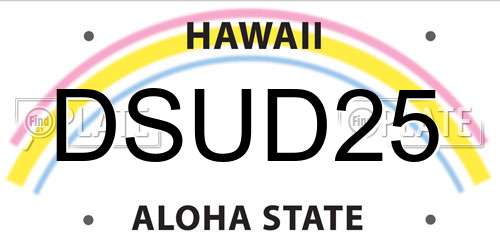 DSUD25 Hawaii License Plate
