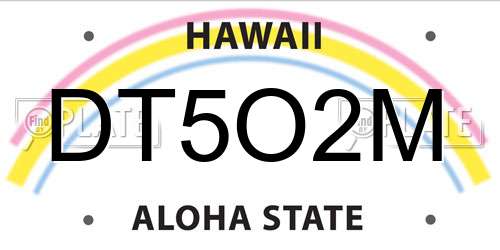 DT5O2M Hawaii License Plate