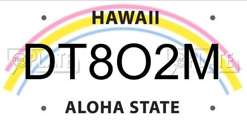 DT8O2M Hawaii License Plate
