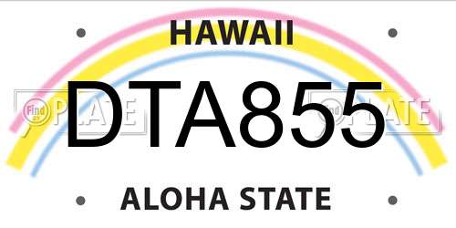 DTA855 Hawaii License Plate