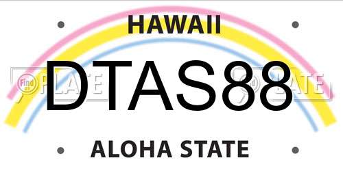 DTAS88 Hawaii License Plate