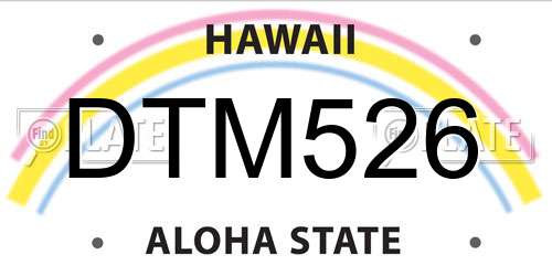 DTM526 Hawaii License Plate