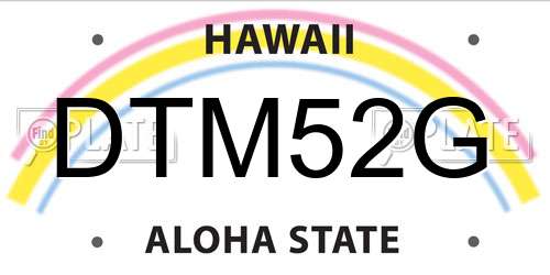 DTM52G Hawaii License Plate
