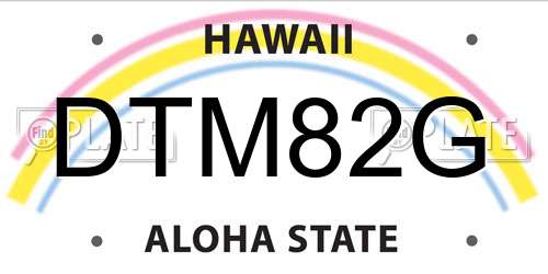 DTM82G Hawaii License Plate