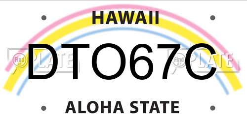 DTO67C Hawaii License Plate