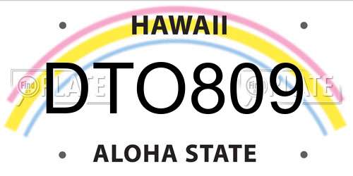 DTO809 Hawaii License Plate