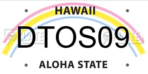 DTOS09 Hawaii License Plate
