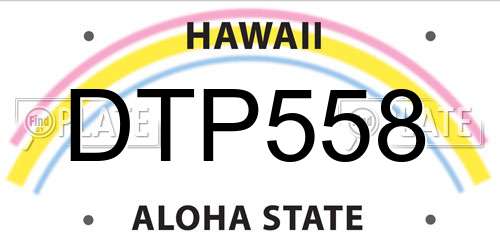 DTP558 Hawaii License Plate
