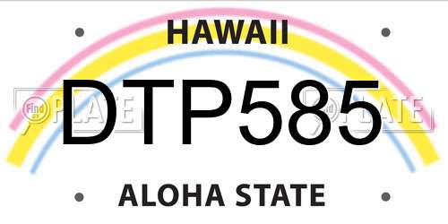 DTP585 Hawaii License Plate