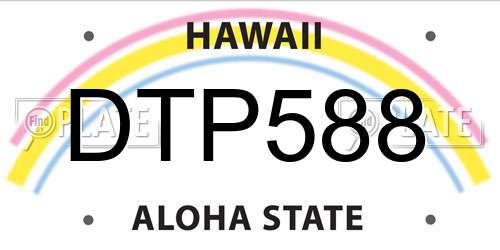 DTP588 Hawaii License Plate