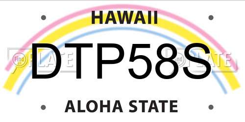 DTP58S Hawaii License Plate