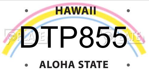 DTP855 Hawaii License Plate